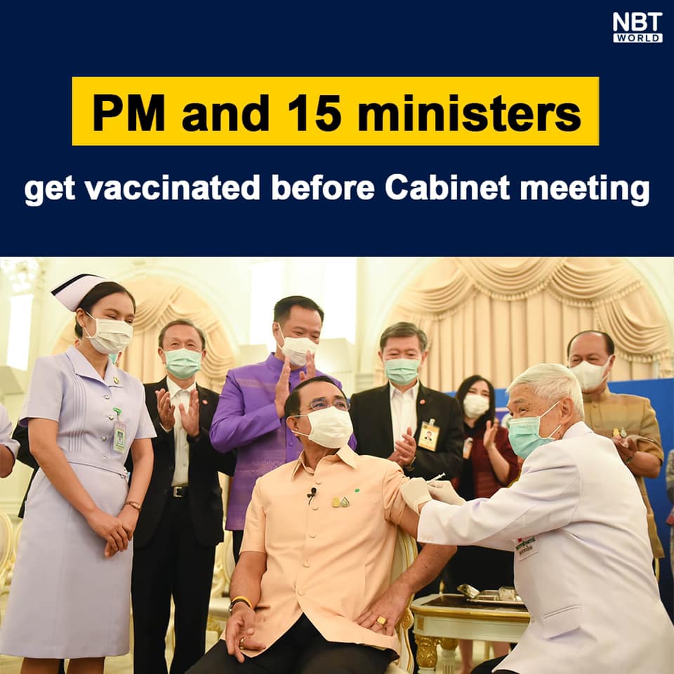 Thai PM Gets AstraZeneca Jab Govt Reassures Safety Amid Cluster Case   Prime Minister Gets Vaccinated 