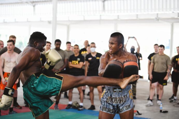 Famous Thai Boxer Teaches Muay Thai To Thai-US Troops In Training