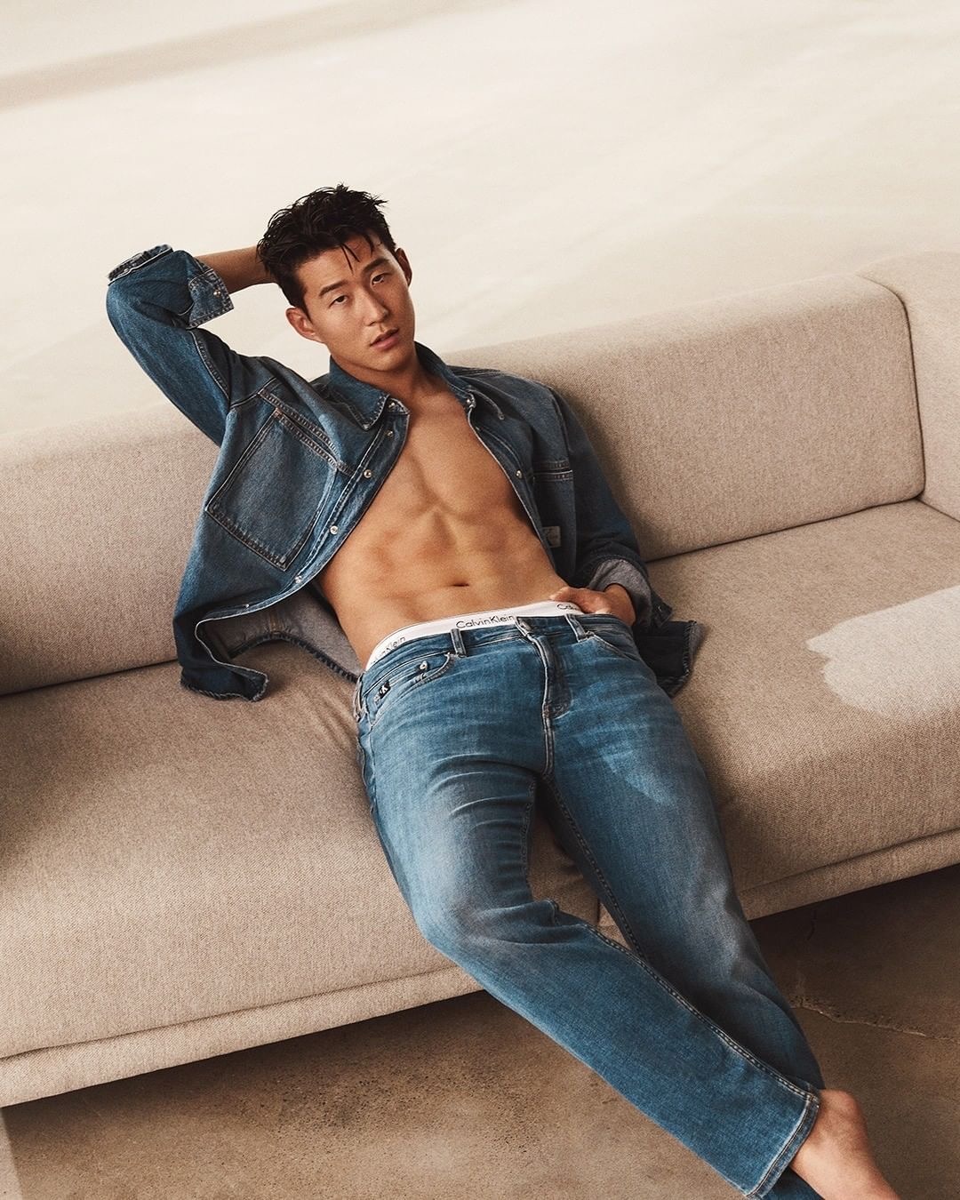 Son Heung-min shows off ripped body in just his pants for steamy