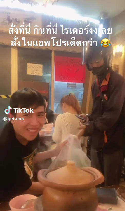 Thai man orders food 