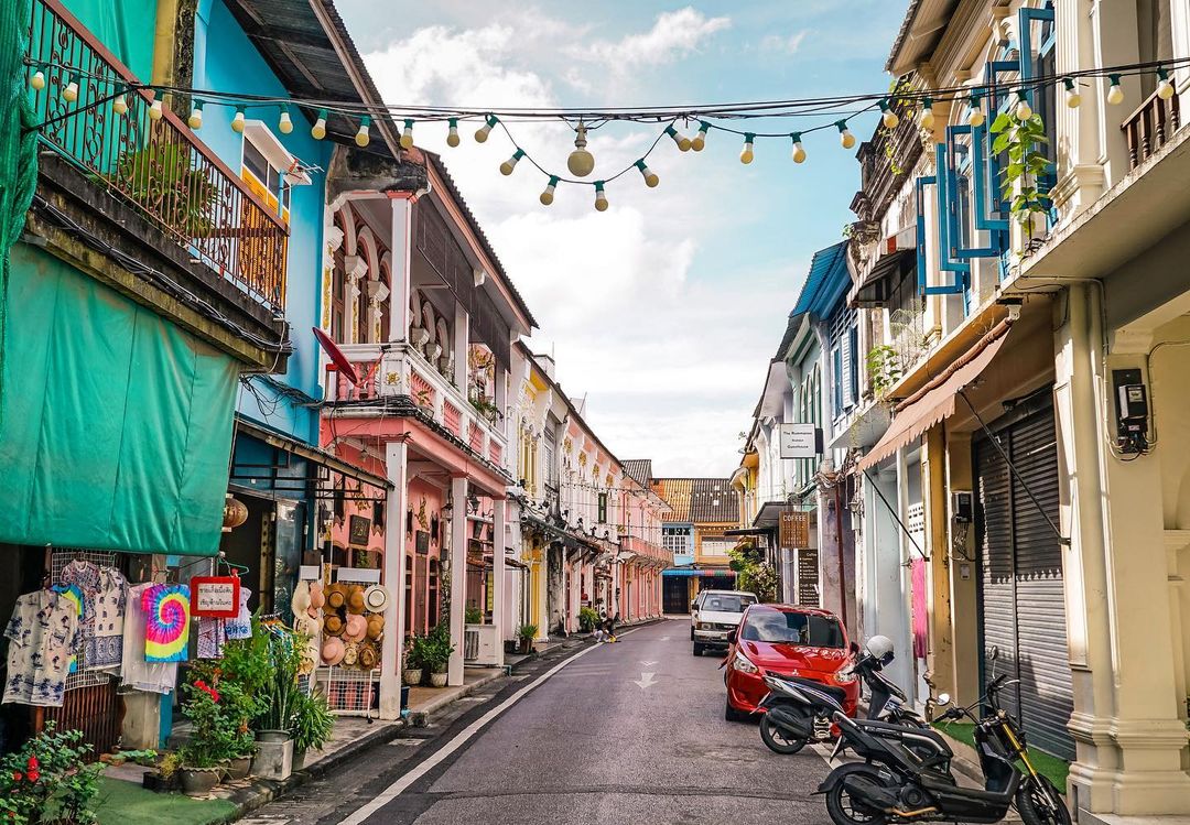 Soi Rommani in Phuket Old Town is an alley filled with colourful shophouses.