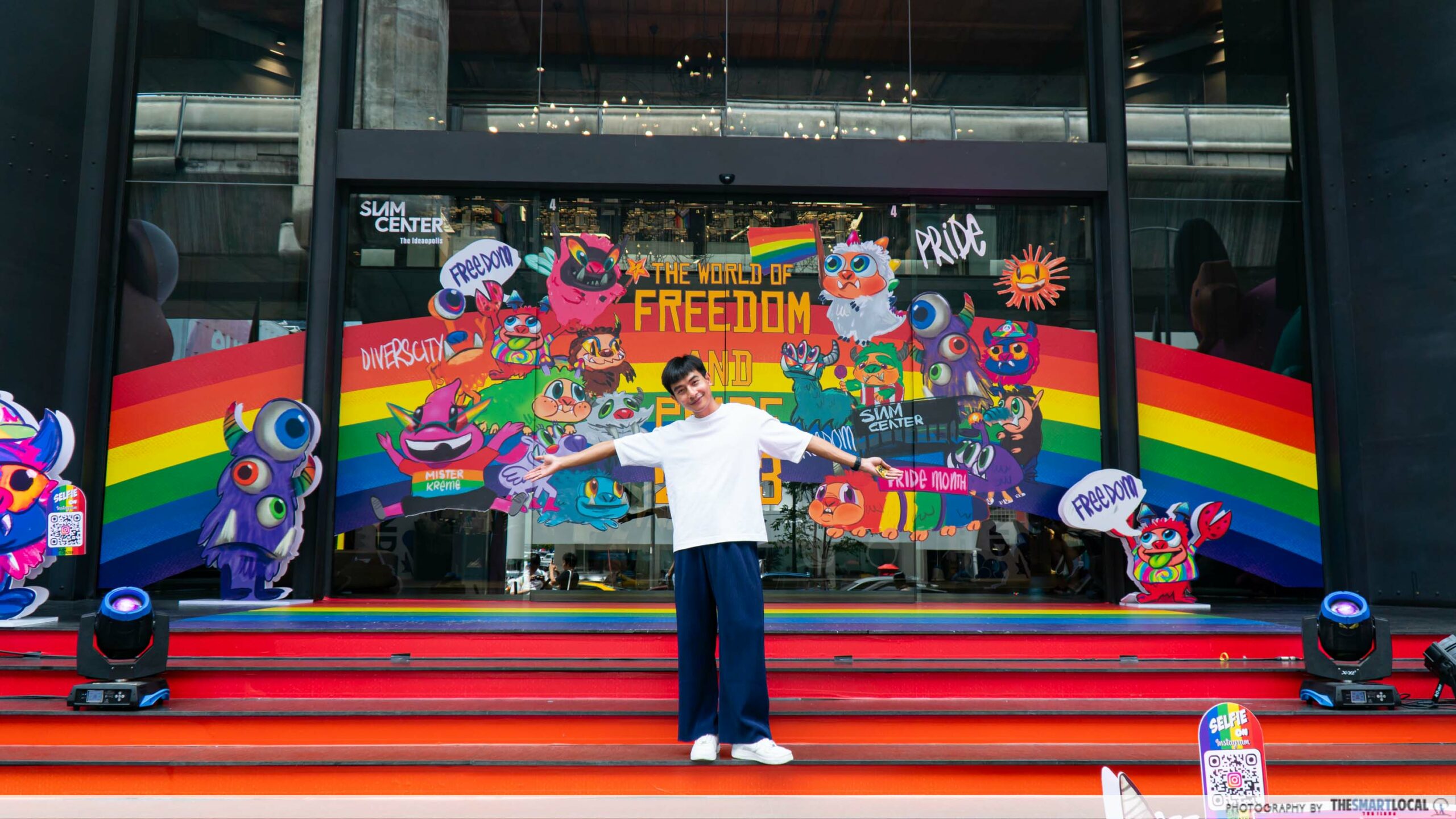 The Pride-themed entrance to Siam Center