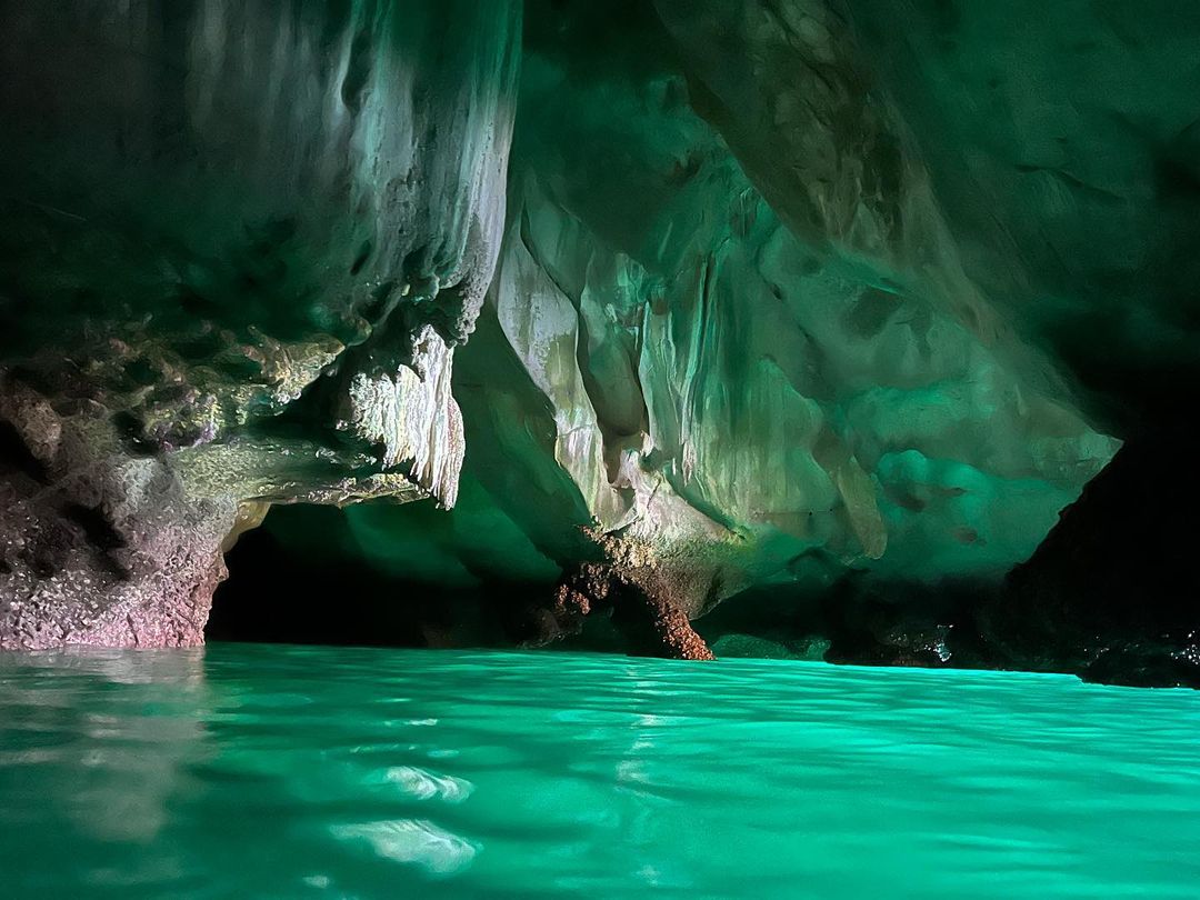Inside the Emerald Cave on Koh Mook in Southern Thailand. 