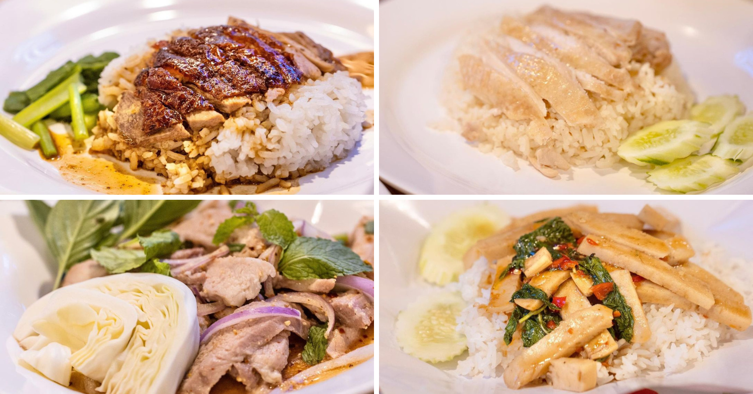 A collage featuring Thai street food dishes available at The Street Ratchada's new food court.