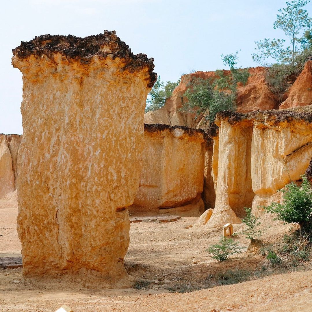 Mushroom rock formations at Phae Mueang Phi Forest Park